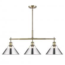  3306-LP AB-CH - Orwell AB 3 Light Linear Pendant in Aged Brass with Chrome shades